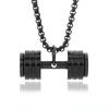 Cool Titanium Steel Dumbbell Pendant Necklace Barbell Fitness Pendant Men and Women Leisure Sports Punk Jewelry