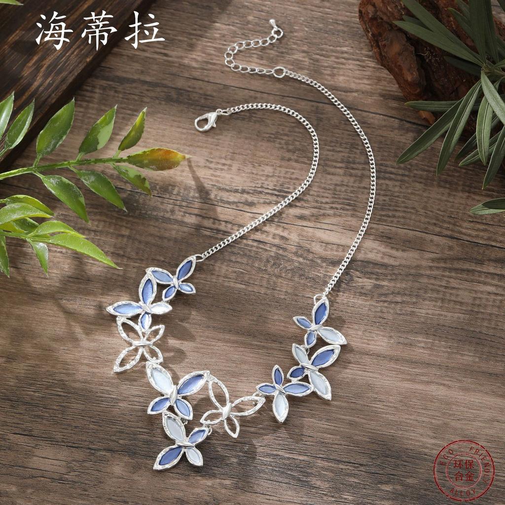 Новое цветное масло, полое ожерелье с бабочкой, модное и высококлассное женское универсальное ожерелье с бабочкой