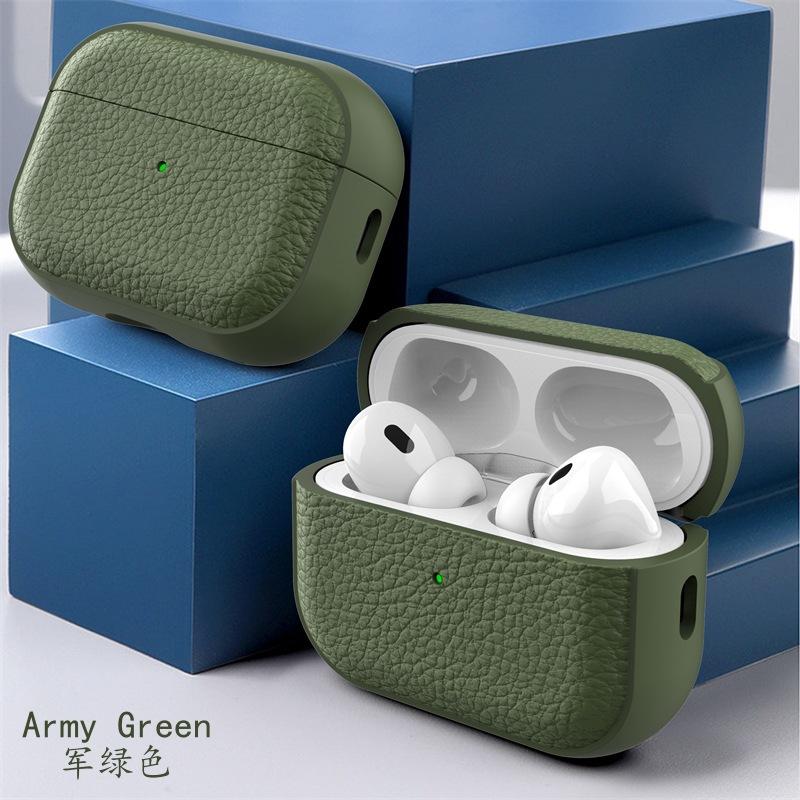 Чехол с кожаной текстурой для Apple Airpods 1 2 3 4 Pro Air Pods Wrieless Bluetooth Earphone Protective Cover Anti Lost Headphone Bag