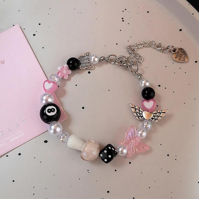 Готический Харадзюку милый Y2K ручной работы эстетический браслет с подвесками в виде сердца и звезды для женщин и девочек винтажные гранжевые эмо 2000-е аксессуары