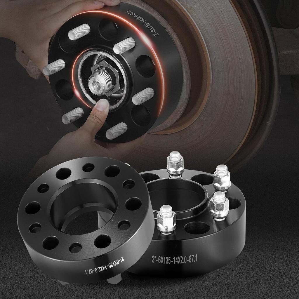 2" 6"x5.3" Wheel Spacers Wheel Adapters 6 Lug Forged Spacer 4 PCS Black