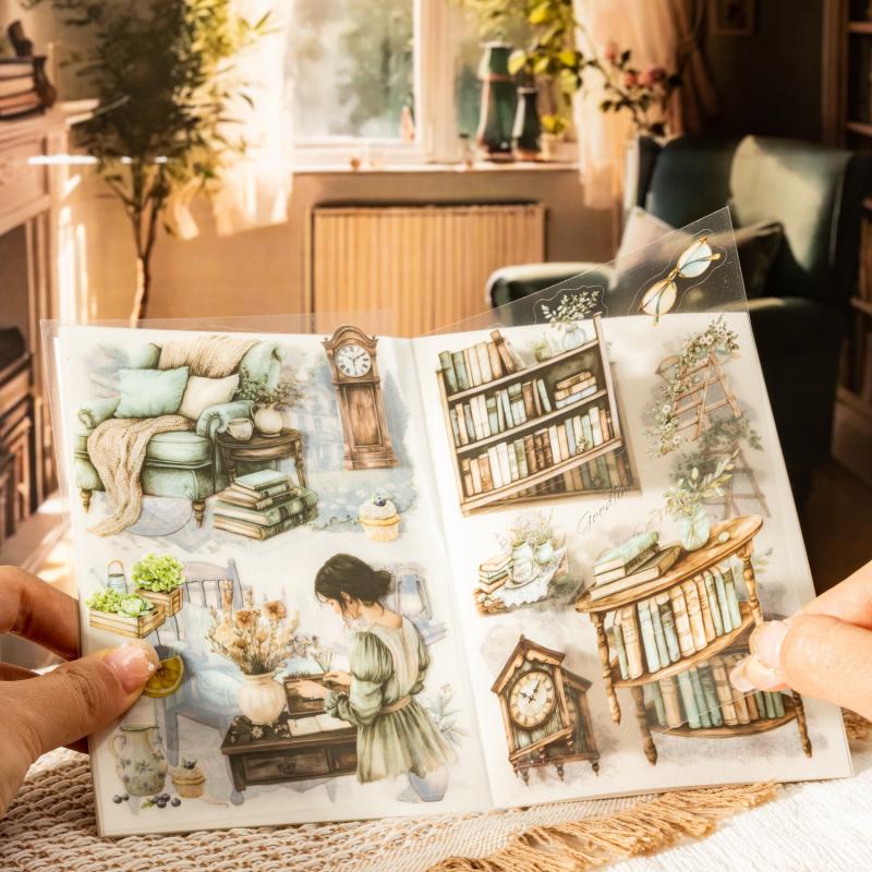 Ретро-книга наклеек для женщин на каждый день, 20 штук, мотивы уютного дома и кафе, самоклеящиеся для DIY-поделок