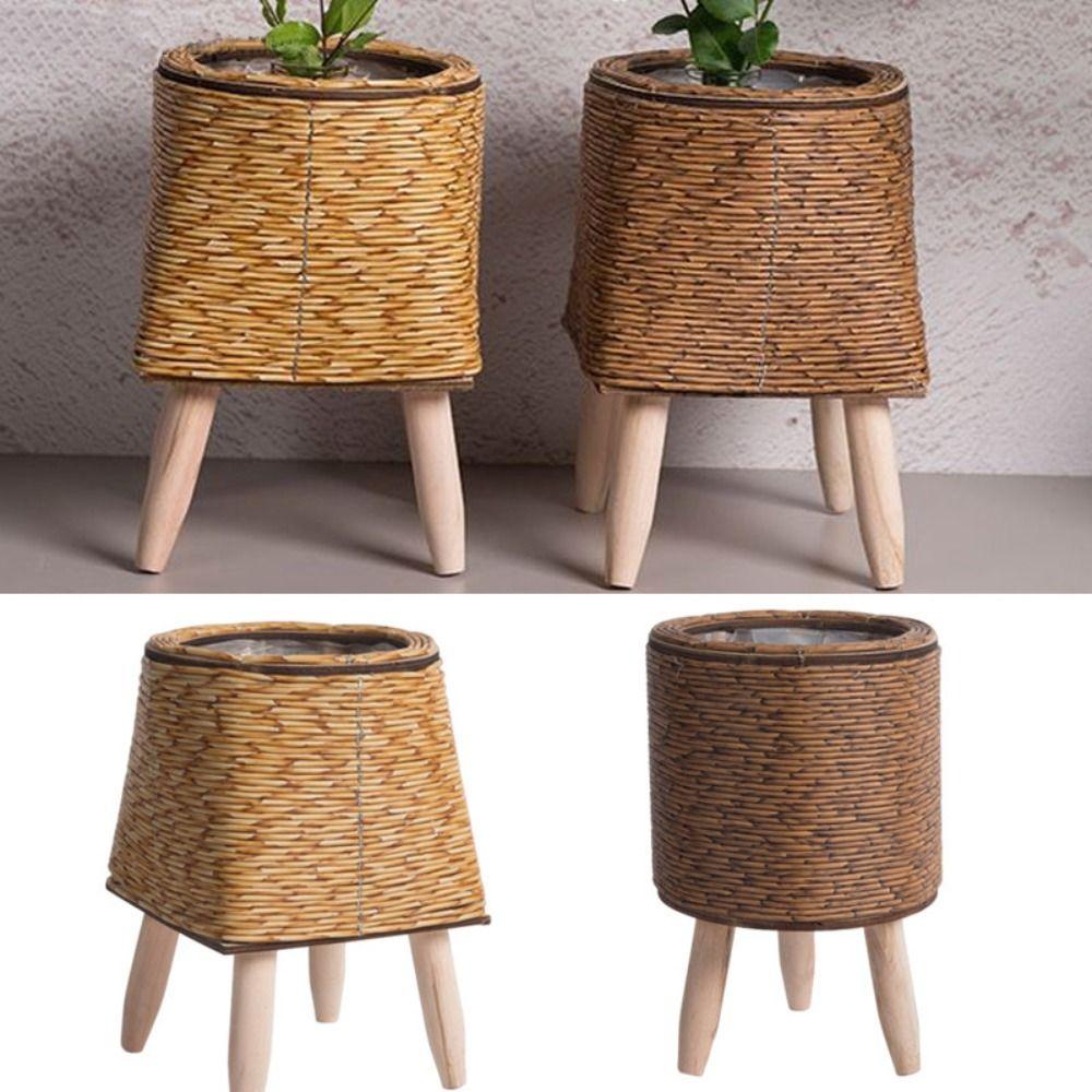 Rattan Woven Flower Pot With Removable Legs Wove Plant Stand High Quality Flower Planters