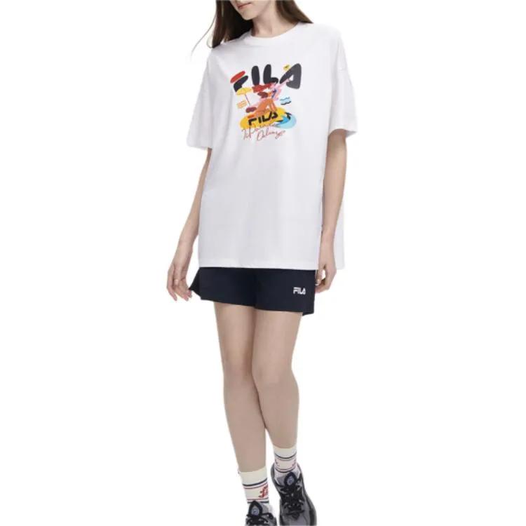 FILA Drop Shoulder Sleeve T Shirt Women's Standard White (Unisex) T-Shirts F11W329107F WT