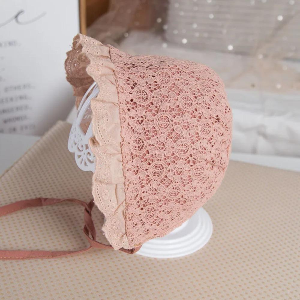 Flower Lace Baby Cap Lace Princess Hat with Large Brim Cute Lace Baby Princess Hat