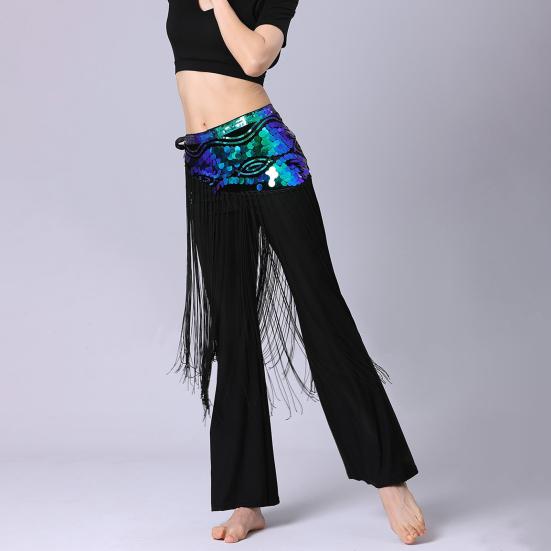 Women Waist Chain Retro Tassel Shiny Sequins Decor Metal Belly Dance Sexy Body Chain Skirt Accessory