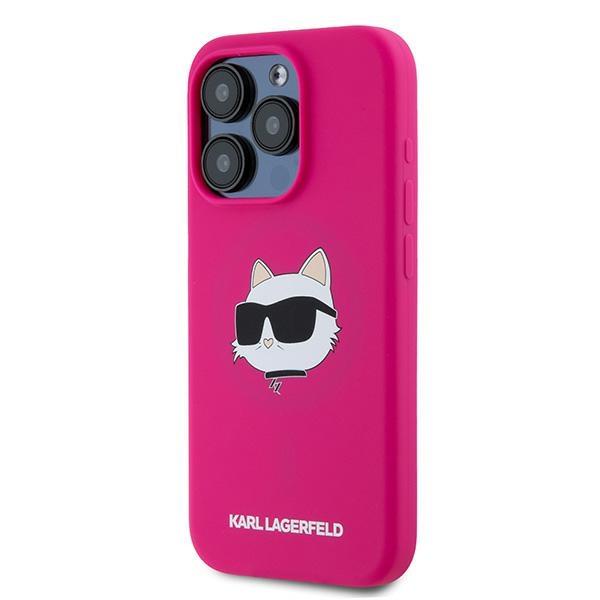 Karl Lagerfeld Klhmp15Lschpplf Iphone 15 Pro 6.1 Różowy/Fuschia Twarde Etui Silikonowe Głowa Choupette Magsafe