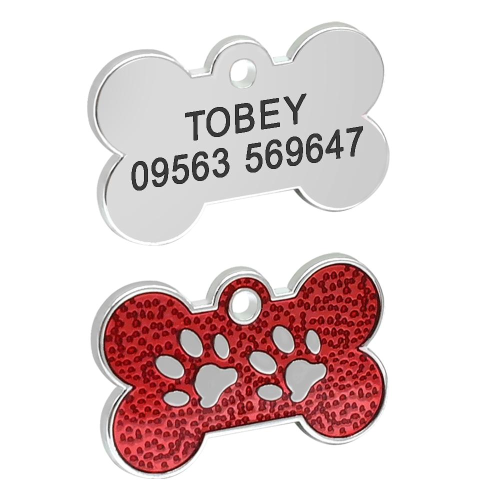 Personalized Dog Cat ID Tag Bling Rhinestone Puppy Kitten Name Tags Anti-lost Pet Collar Accessories Free Engraved Pet Products