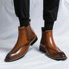 Модные элегантные коричневые мужские туфли, модные высокие кожаные туфли, мужские осенне-зимние роскошные ботинки челси для мужчин, bottines homme