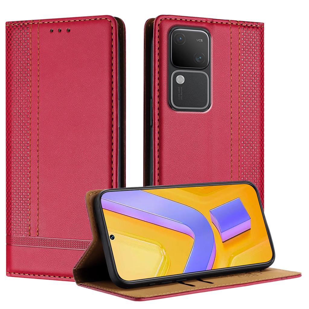 Кожаный чехол-книжка с тиснением личи для vivo Y20, Y20i, Y20s, Y11s, Y12s, iQOO U1x, Y31, Y53s 4G, Y51a, Y33, Y70s, Y35, Y22s, Y22, Y77, Y55, Y75 5G, T1 5G, Y100, В27..