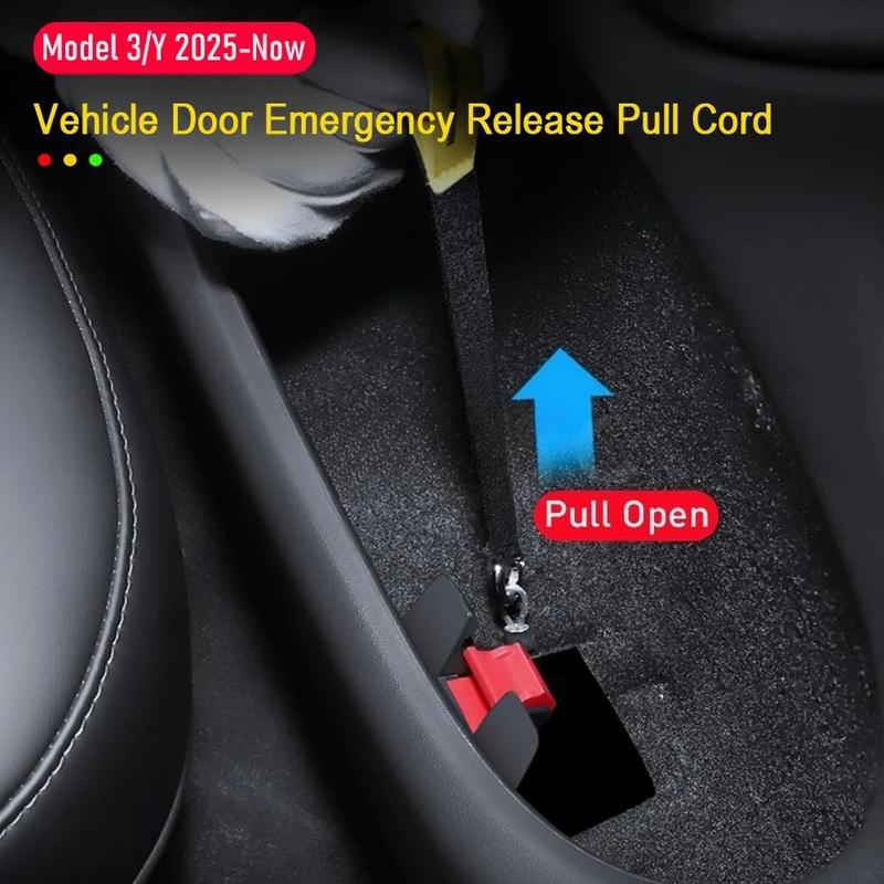 For Tesla Model 3 Y Juniper 2025 2026 Car Door Emergency Release Pull Cord Rear Door Emergency Switch Pull Rope Safety Accessory