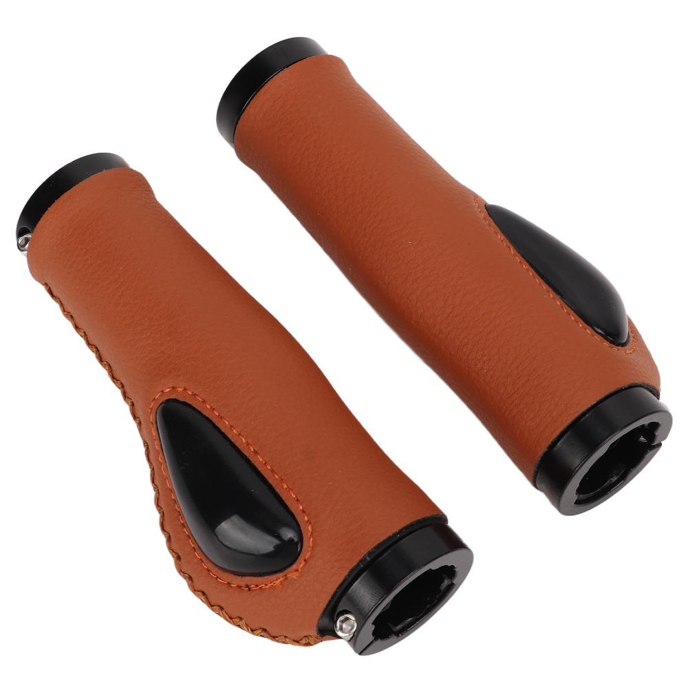 1 Pair Ergonomic Palm Support Leather Bicycle Grips Leather Bike Handlebar Grips  Road Bike Cycling