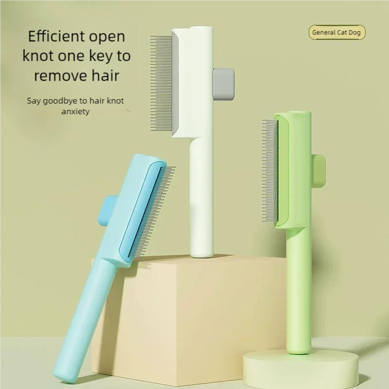 Кошачья щетка для короткой и длинной шерсти, массирующая, инструмент для вычесывания с кнопкой сброса, расческа для ухода за питомцем, распутывание шерсти, удаление шерсти