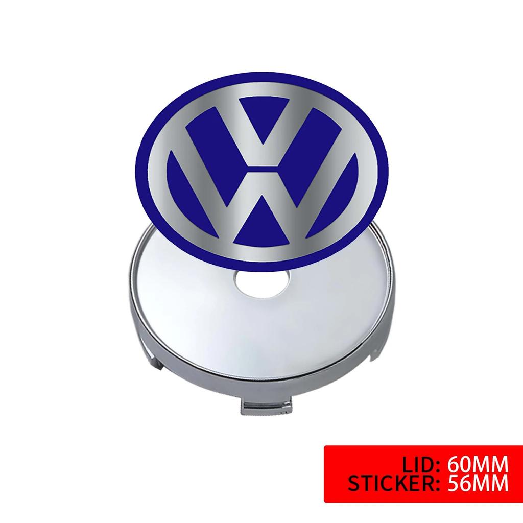 4Pcs Car Wheel Center Hub Caps Covers Badge 60MM/63MM/68MM Compatible with Volkswagen VW R GTI Passat CC Golf MK4 TSI GTD Touare zp9