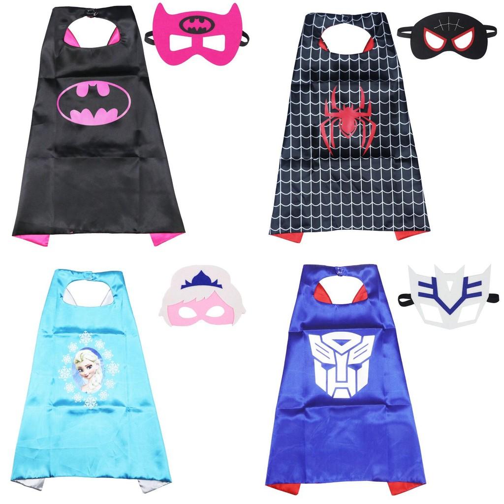 Vibrant Children's Superhero Capes With Eye Masks Including Iron Man Hulk And Flash For Imaginative Play