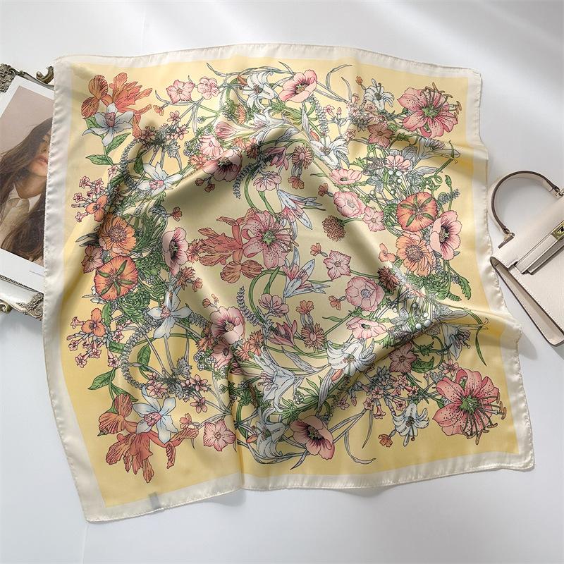 Новый принт 70*70 см шелковый квадратный шарф женский шейный платок женская повязка на голову фуляр сумка лента повязка на голову женский хиджаб бандана шарфы