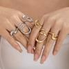 European and American Design Sense Liquid Lava Open Ring Set Women's Irregular Smooth Hollow Ring Rings