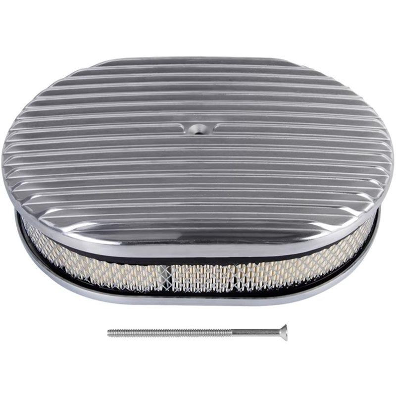 Aluminum Air Cleaner 2 Inch Oval Full Finned Design With Washable Filter Fits For 5 1/8" Carburetors