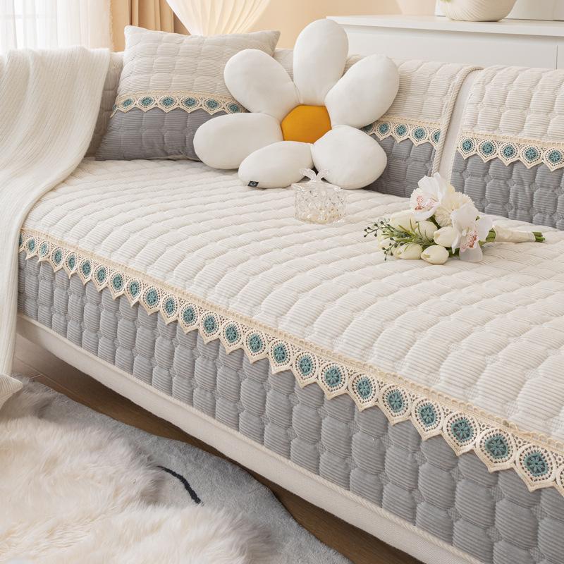 Чехол для дивана из хлопка и льна для гостиной Four Seasons, универсальный, нескользящий, современный, простой, однотонный, роскошный, клетчатый, чехол для дивана