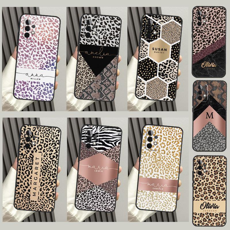 Personalised Initials Leopard Name Cover For Samsung Galaxy A54 A34 A53 A73 A52 A72 A13 A23 A33 A51 A71 A12 A22 A32 A42 A50 Case