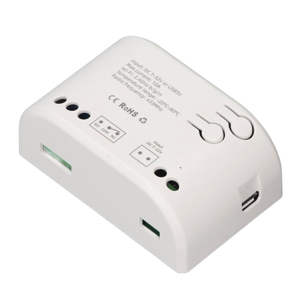 Релейный WiFi-выключатель 2200 Вт с поддержкой Bluetooth-приложения для дистанционного управления, умное реле, WiFi-выключатель для лампы, вентилятора, гаражных ворот 7-32 В