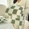 Chessboard Pattern Plush Blanket Breathable Fluffy Blanket Checkered Bed Blanket for All Season Home Office Travel