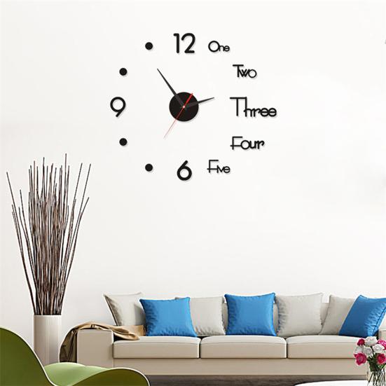3D DIY Wall Clock Simple Installation Battery-Powered Quiet Modern Nordic Wall Clock for Living Room Bedroom