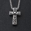Norse Mythology Viking Celtic Claddagh Cross Necklace with Trinity Pattern Mens Nordic Compass Wolf Gungnir Protection  Pendant