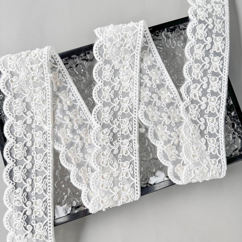 5.5Cm White Handmade Beads Strand Barcode New Chinese Clothing Cuffs Neckline Belt Decorative Lace Accessories