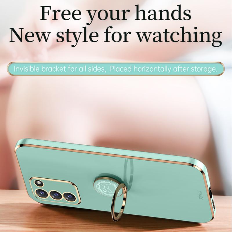 Plating Square Ring Holder Stand Phone Case On For Samsung Galaxy S20 Fe Plus S21 Ultra S 20 21 S20fe 5g Luxury Silicone Cover