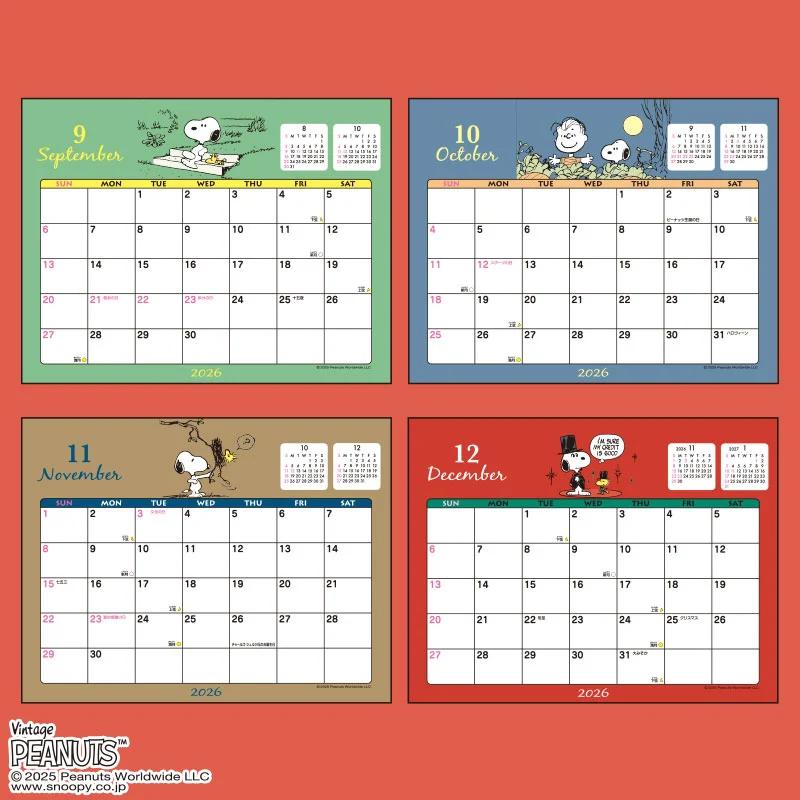 Sanrio Snoopy Кольцевой календарь 2026 Япония НОВЫЙ Персонажи Sanrio