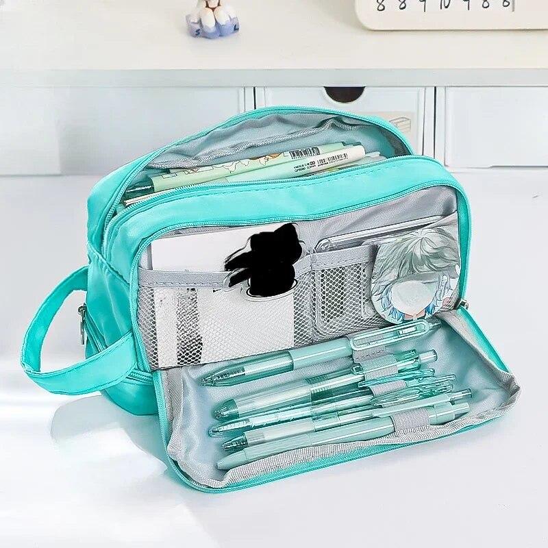 Large Capacity Pencil Case 3 Layer Pencil Bag Student Cute Korean Stationery Pen Holder Case Children's School Supplies