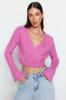 Women's Elegance Style Sweater Stone Crop Soft Textured Double Breasted Knitwear Sweater