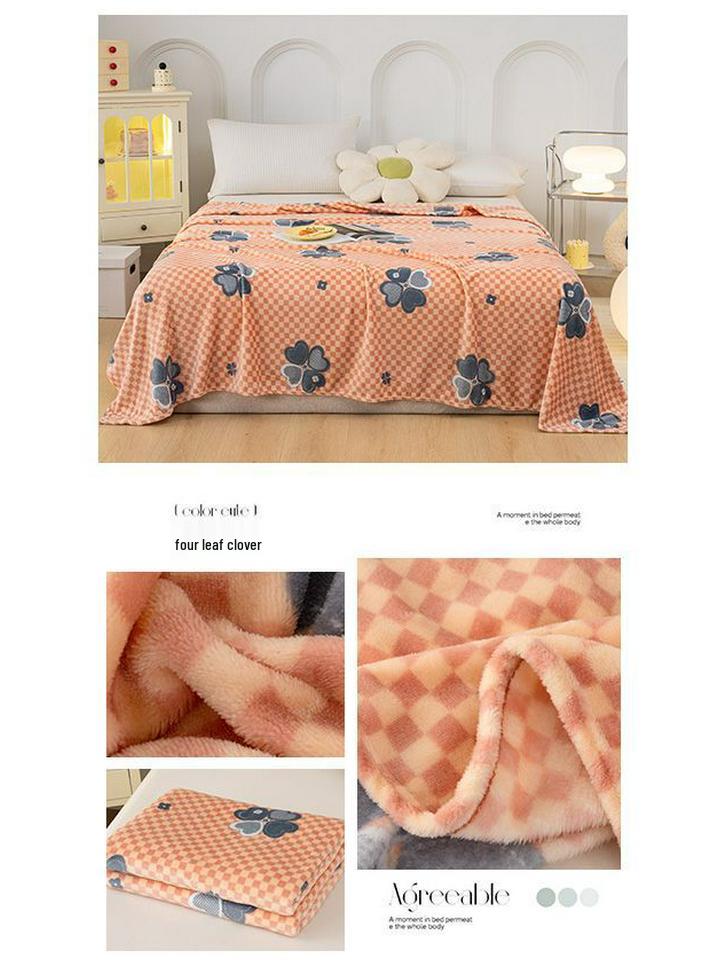 Flannel Insulated Air Conditioning Blanket for Dormitory, Single, and Double Beds