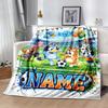 Bluey's Soccer Fun Personalized Text Blanket Multi-purpose Personalized Blanket Soft Warm Cozy Suitable for Seaside Picnics Nap Office Chair
