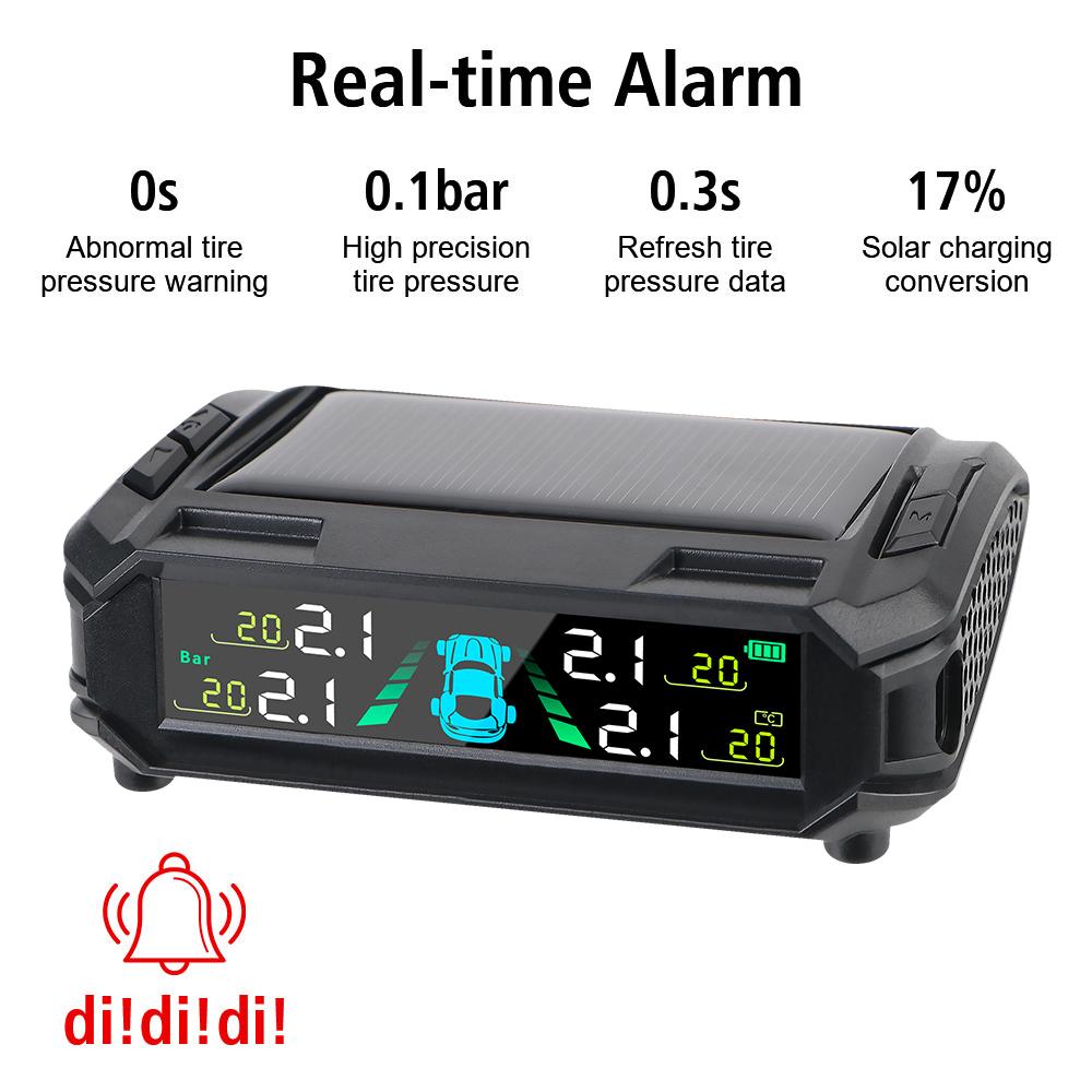 Auto Security Alarm Systems Digital LCD Display Universal USB / Solar TPMS Tyre Temperature Monitor Car Tire Pressure Monitoring System