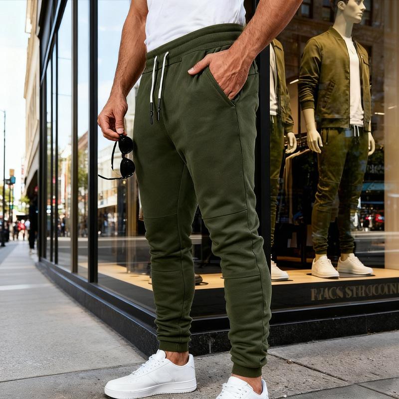 Мужские зауженные джоггеры с эластичным поясом на шнурке, повседневные спортивные брюки с карманами