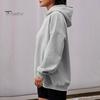 Women Fall Winter Hoodie Thick Hooded Long Sleeves with Big Pocket Plus Size Mid Length Solid Color Loose Elastic Cuffs Drawstring Sport Top