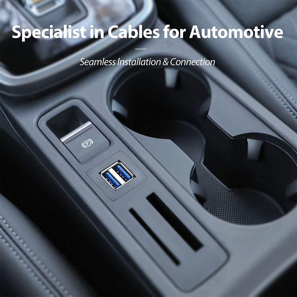 3-футовый квадратный удлинительный кабель USB 3.0 для приборной панели автомобиля с двумя портами и скрытым монтажом