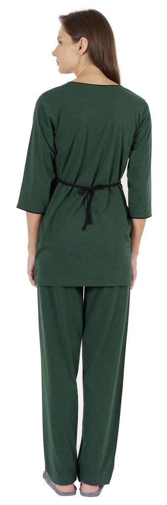 Inkmeso Solid Nightwear Set W  Pyjama For Women Cotton Nightwear 2 Pcs