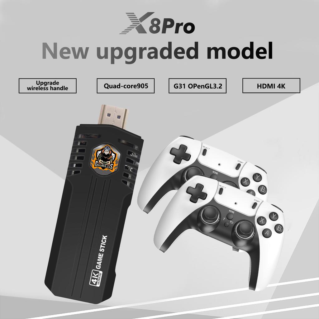 X8 Pro Wireless Retro Game Console with 35000+ Built-in Classic Games, 4K HDMI TV Output, Dual 2.4G Wireless Controller, 64G Nostalgic Game Stick