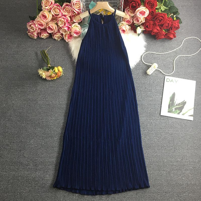 Women's Summer Sleeveless Suspender Dress Korean Style Beach Long Dresses Sundress
