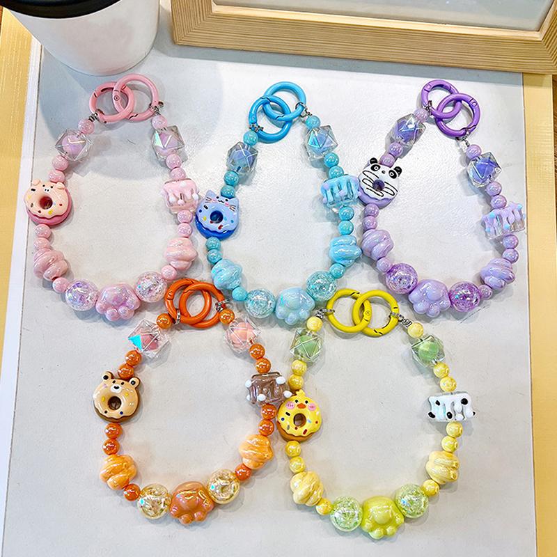 Мультяшный пончик с бисером в виде животного, брелок для телефона, чехол для телефона с защитой от потери, подвеска, сумка, украшения, аксессуары