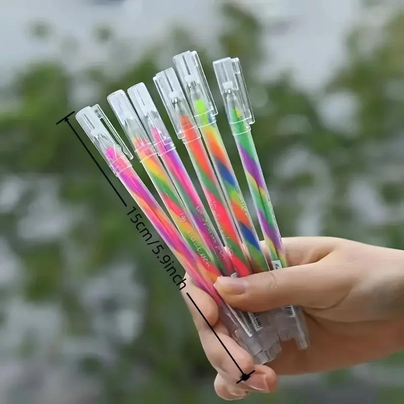 6 цветов блестящие гелевые ручки с тонким стержнем, ручки с радужным градиентом для выделения на маркерах, цветные карандаши с грифелем, принадлежности для художественной живописи