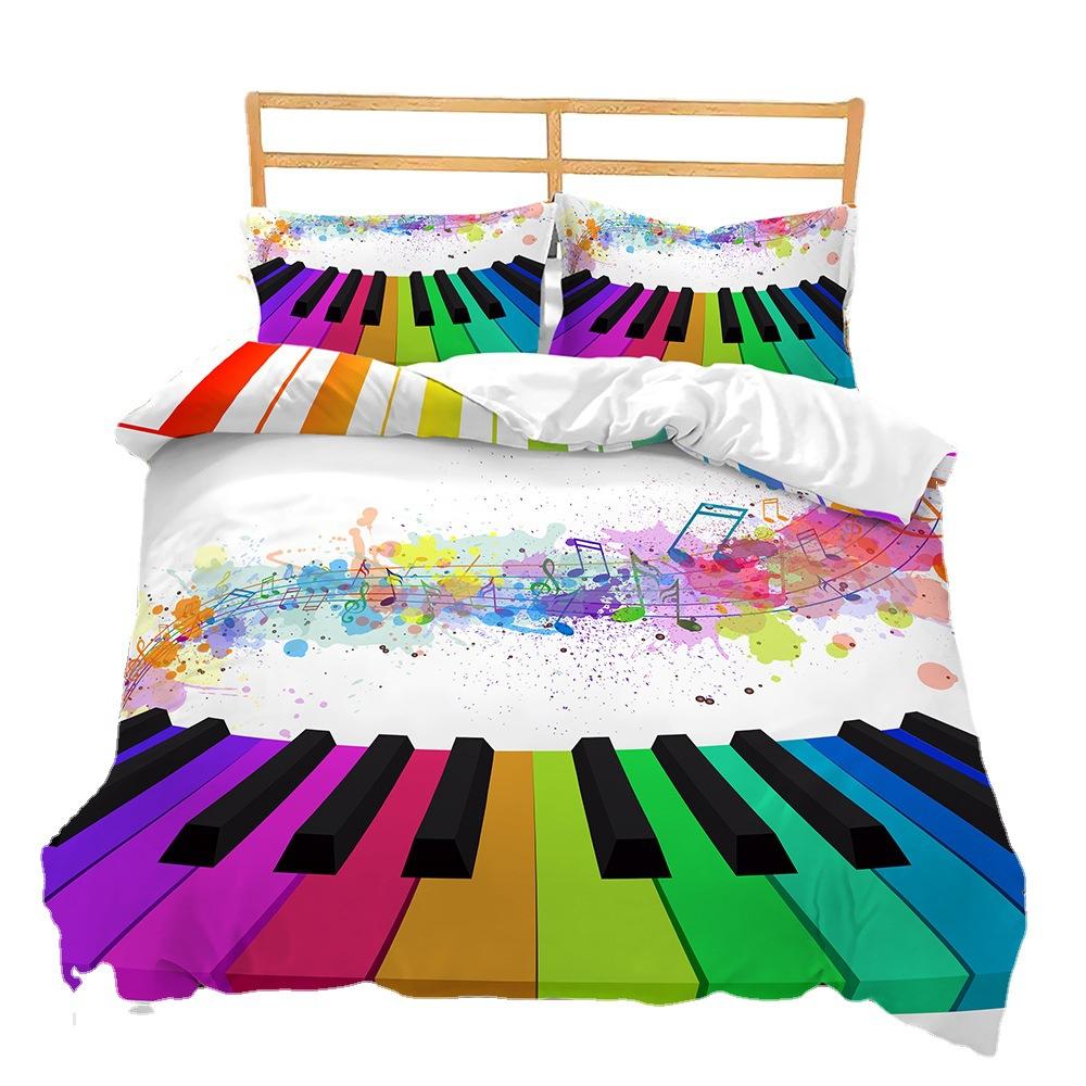 Bed Three-Piece Rainbow Star Illustration Series Unicorn 3D Digital Printing Kit
