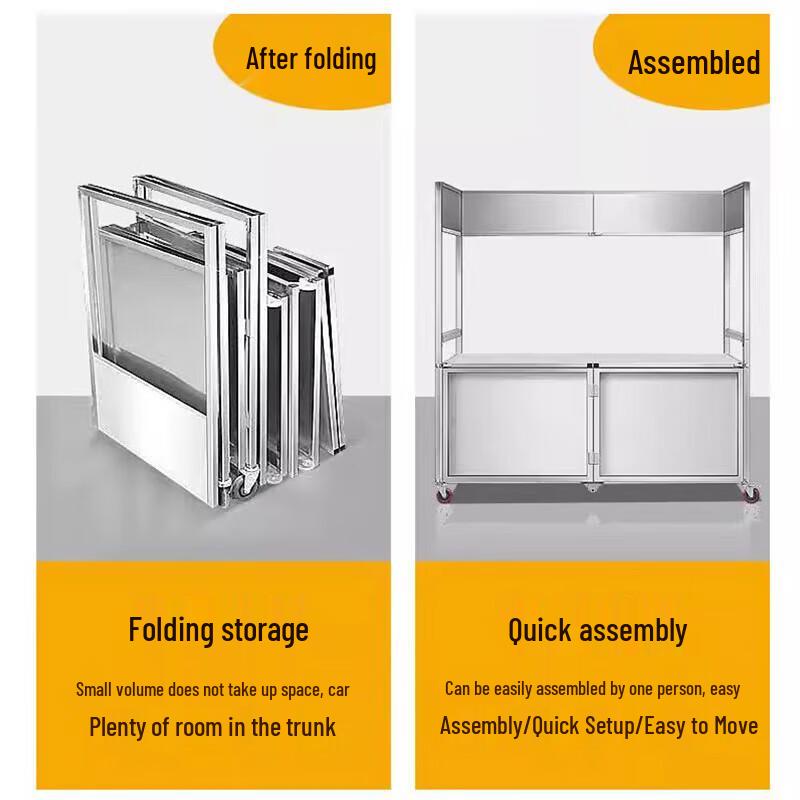 Foldable Stainless Steel Snack Cart with Advertising Lightbox