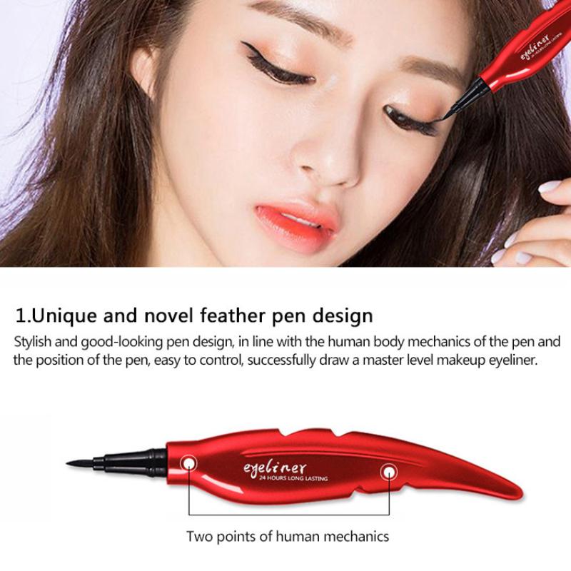 Ручка-подводка для глаз в форме перьев, водостойкая, устойчивая к размазыванию, легко окрашиваемая жидкая подводка для глаз, карандаш для глаз