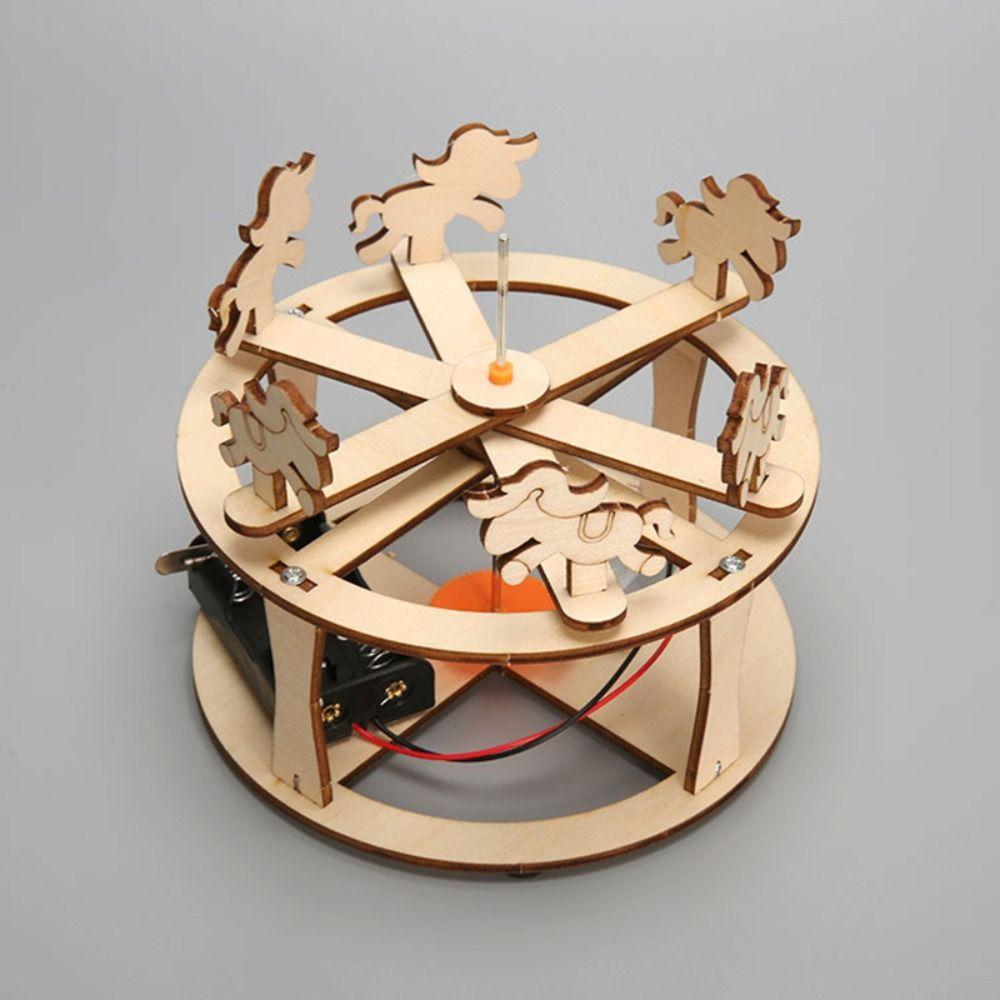 3D Rotating Carousel Model Horse Figure DIY Carousel Kit Science Experiment Kit