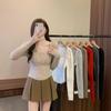Spring Autumn Elegant Knitted Pullover Women Fashion Square Neck Inner Layer Slim Tops Casual Knitwear Sweater Base Shirt Tops