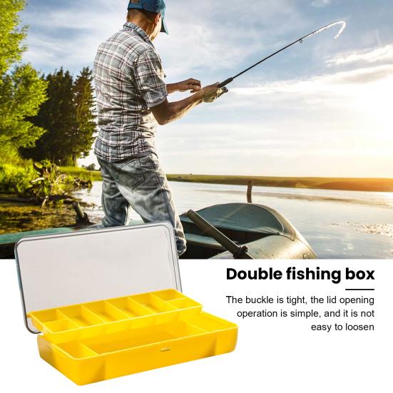 Clear Fishing Lure Box Double-layer Multi-Compartments Portable Waterproof Heavy Duty Artificial Fishing Bait Accessories Organizer